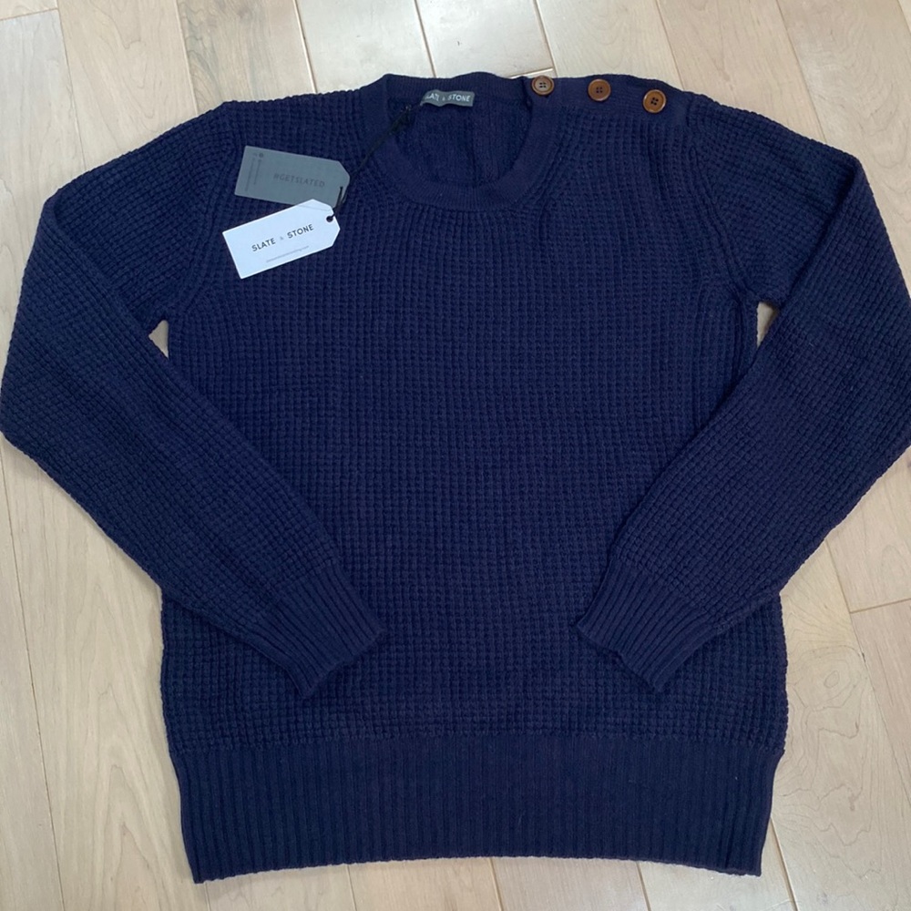 Slate & stone wool cashmere angora blend textured sweater